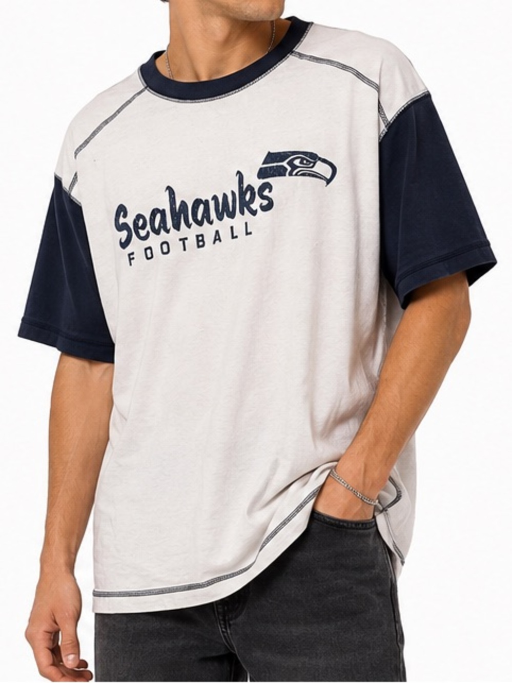 Vintage Seattle Seahawks NFL Football Contrast Stitch T-Shirt XL/2XL
